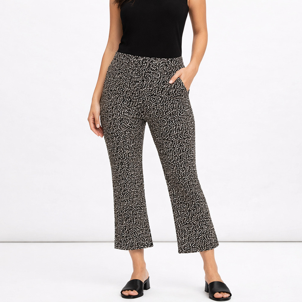 Anthropologie Leopard Cropped Flare Pants XS High Rise Statement Trousers